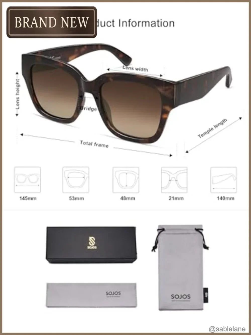 Polarized Square Sunglasses for Women Retro Oversized Thick Frame UV400